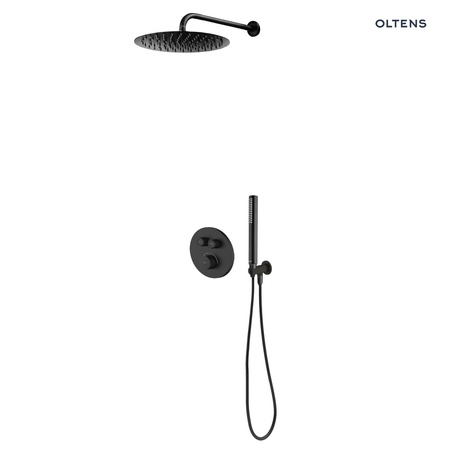 Zestaw Oltens Onega bateria podtynkowa z deszczownicą 30 cm Vindel i kompletem prysznicowym Ume czarny mat 36617300
